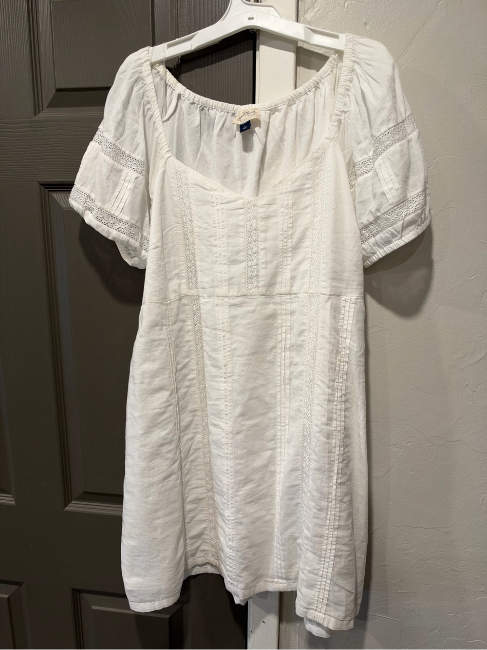 Universal Thread White Linen-Blend Peasant Midi Dress